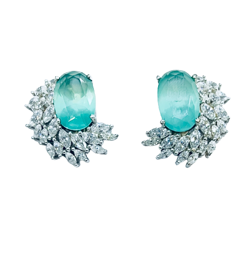 Roshan's Trendy 925 Sterling Silver Earrings - Aqua Green