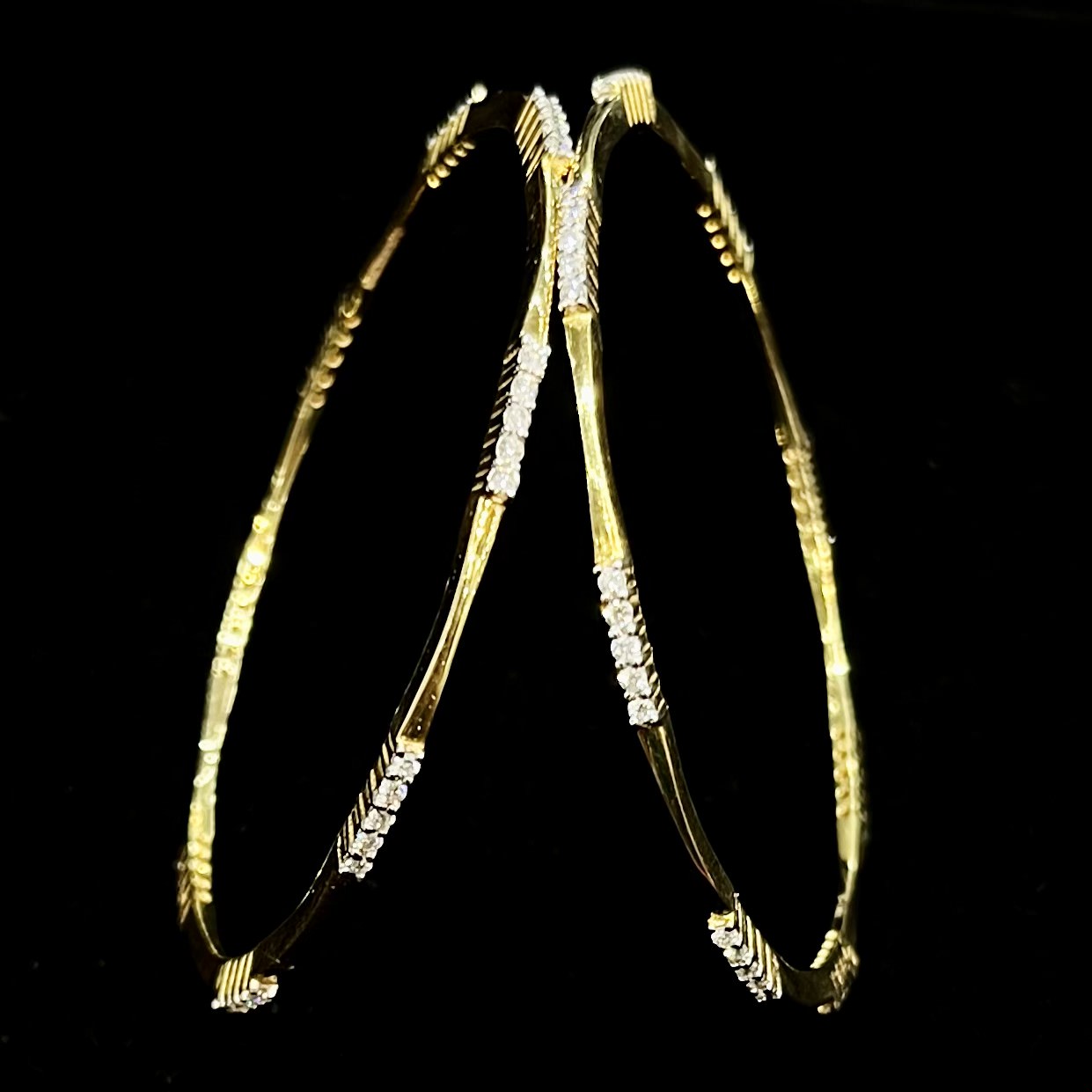 Sleek Glitters Diamond Bangles (Pair) in Yellow Gold