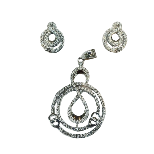 Spiral Infinity Pendant Set in 925 Sterling Silver with CZ