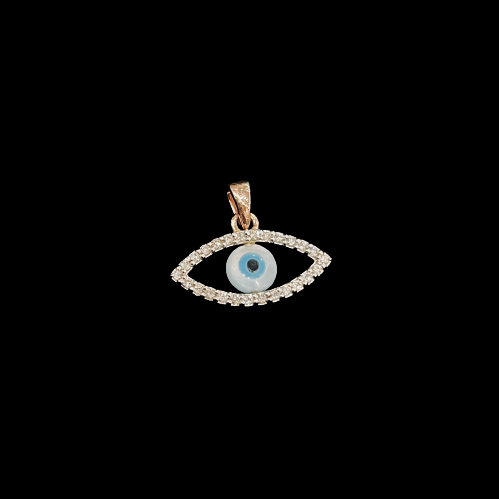 Glitters Diamond Evil Eye Pendant in 14KT Rose Gold