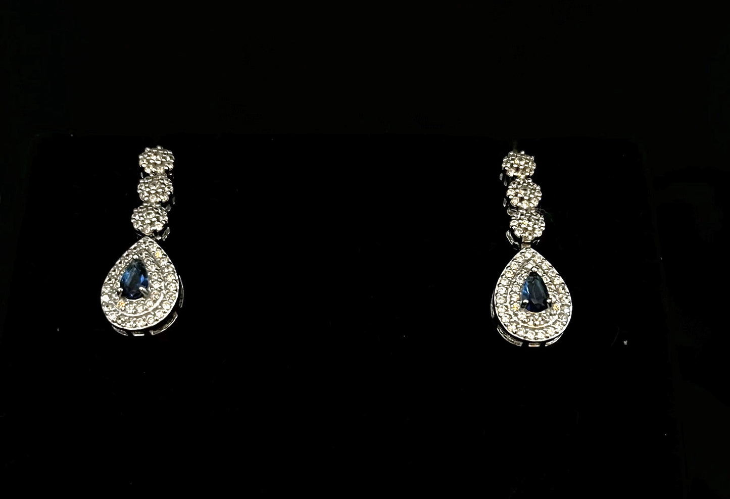 Silver Necklace Set with CZ & Blue Stones (Diamond Look)