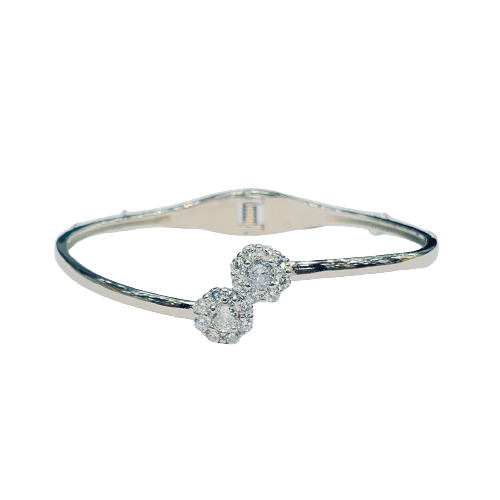 Roshan's Sleek 925 Sterling Silver Floral Bracelet with CZ and Charms