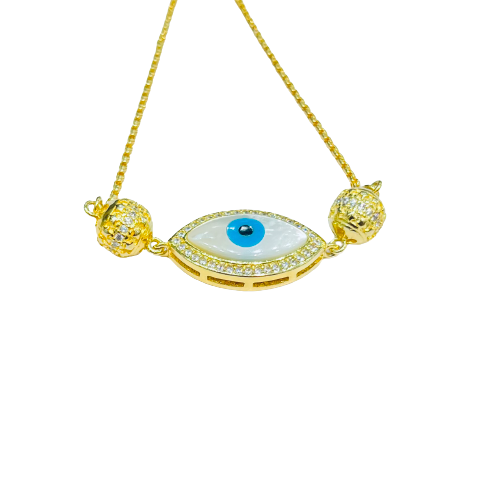 Roshan's 925 Silver Evil Eye Bracelet - Eye Shape, Gold Plated