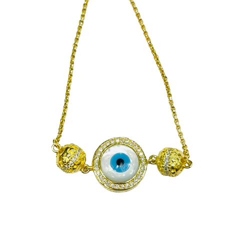 Roshan's 925 Silver Evil Eye Bracelet - Gold Plated