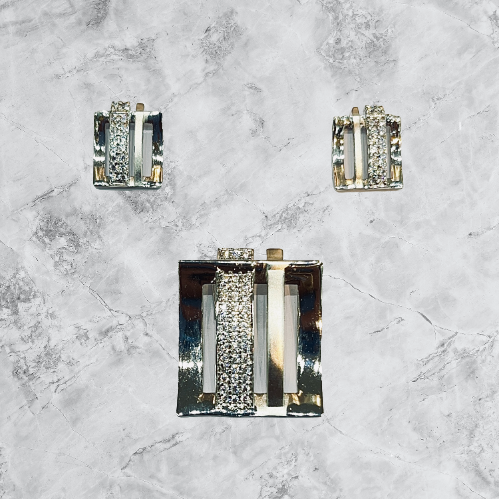 Trendy Rectangular Pendant Set in 925 Sterling Silver