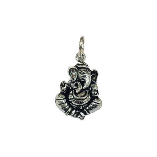 Silver Ganesha Pendant - Antique Look, 925 Silver