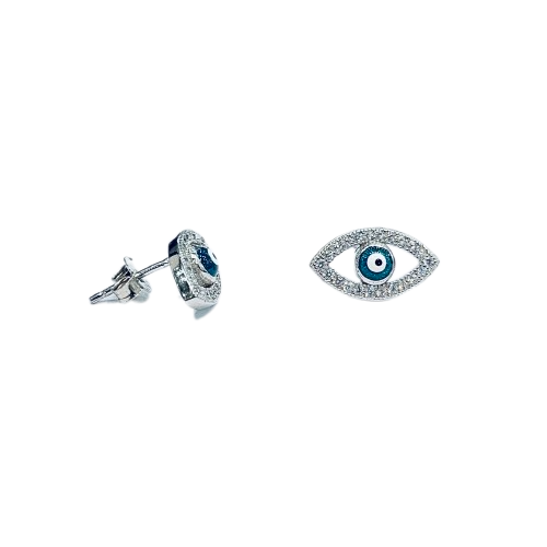 Evil Eye Sterling Silver Earrings with CZ