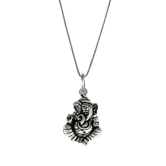 Silver Ganesha Pendant - Antique Look, 925 Silver