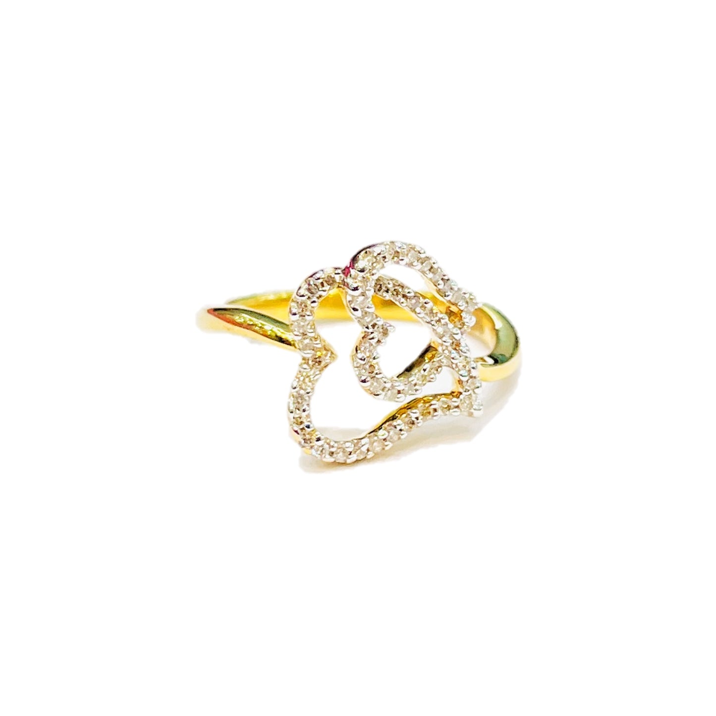 Glitters Entangled Hearts Diamond Ring - 18KT