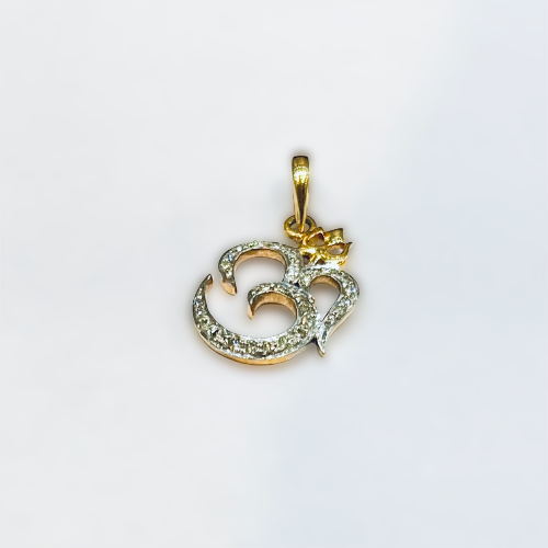 Om Pendant - Diamond Studded, 18KT Gold