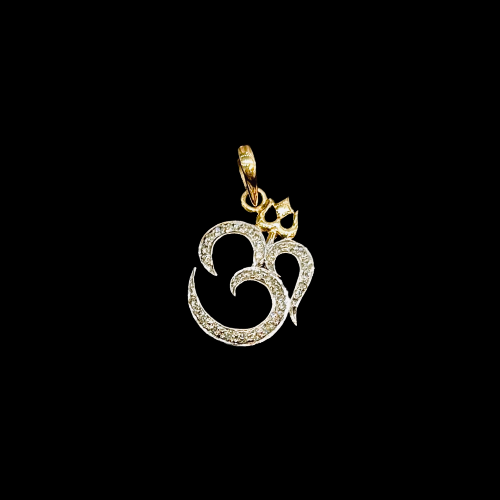 Om Pendant - Diamond Studded, 18KT Gold