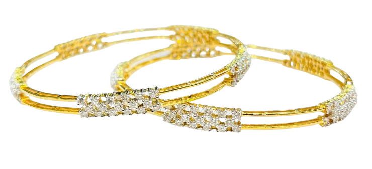 Ziva Sleek Diamond Bangles Pair