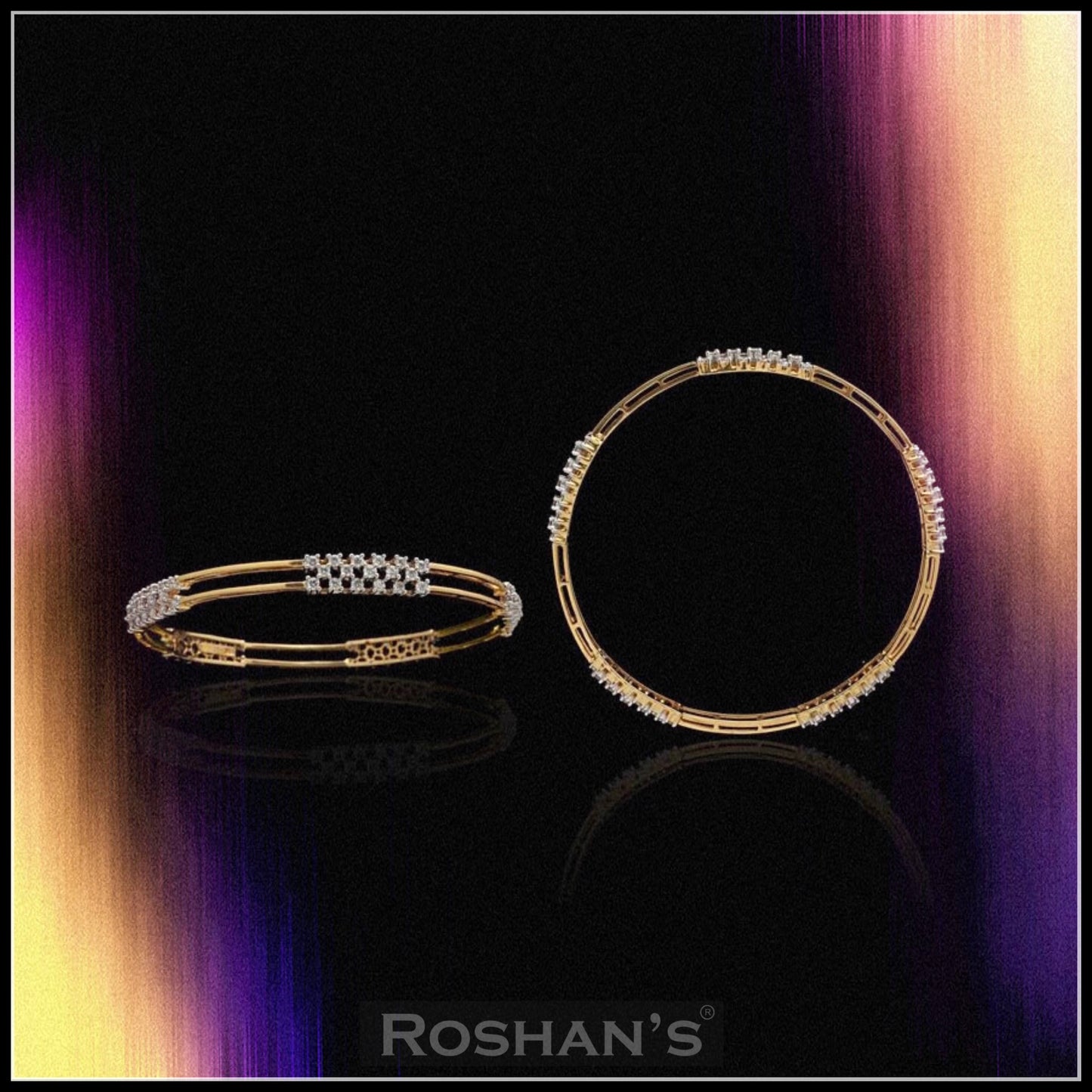 Ziva Sleek Diamond Bangles Pair