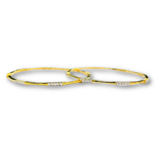 Sleek Glitters Diamond Bangles (Pair) in Yellow Gold