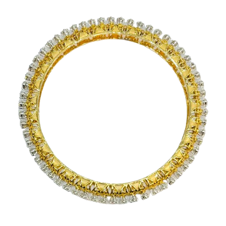 Glitters Sleek Running Diamond Bangles Pair in Yellow Gold