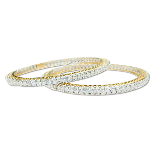 Roshan's Pair of Running Diamond Bangles - 9 Pointer