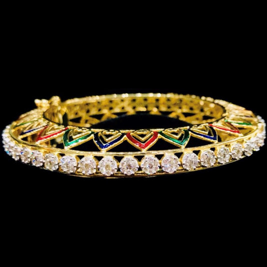 Glitters Diamond Antique Bangle with Meenakari Work