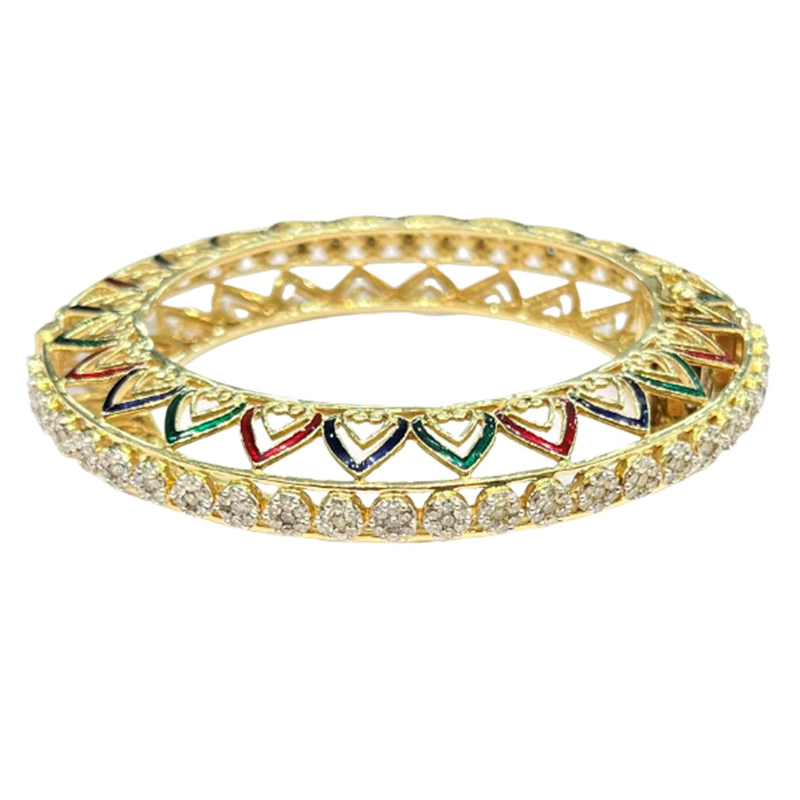 Glitters Diamond Antique Bangle with Meenakari Work