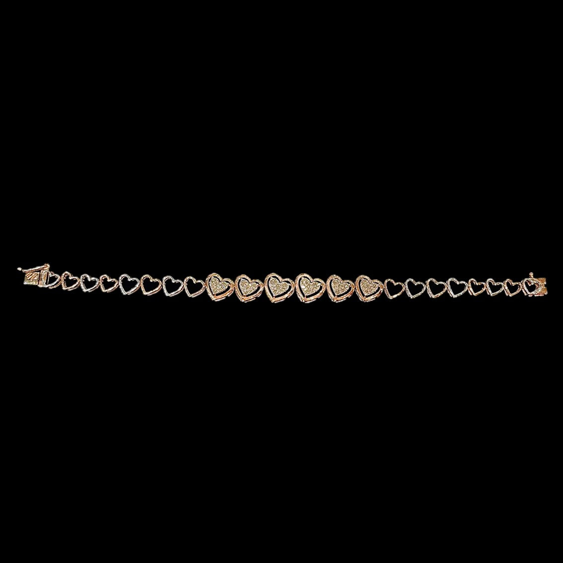 Glitters Flexible Diamond Tennis Bracelet in Rose Gold - Hearts Design