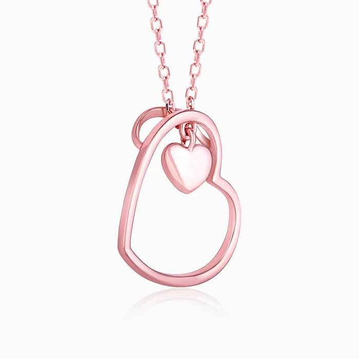 Silver Rose Gold Heart Necklace