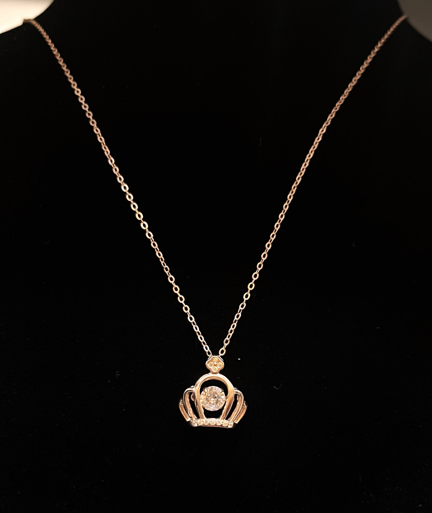 Silver Crown Necklace in Rose Gold Plating