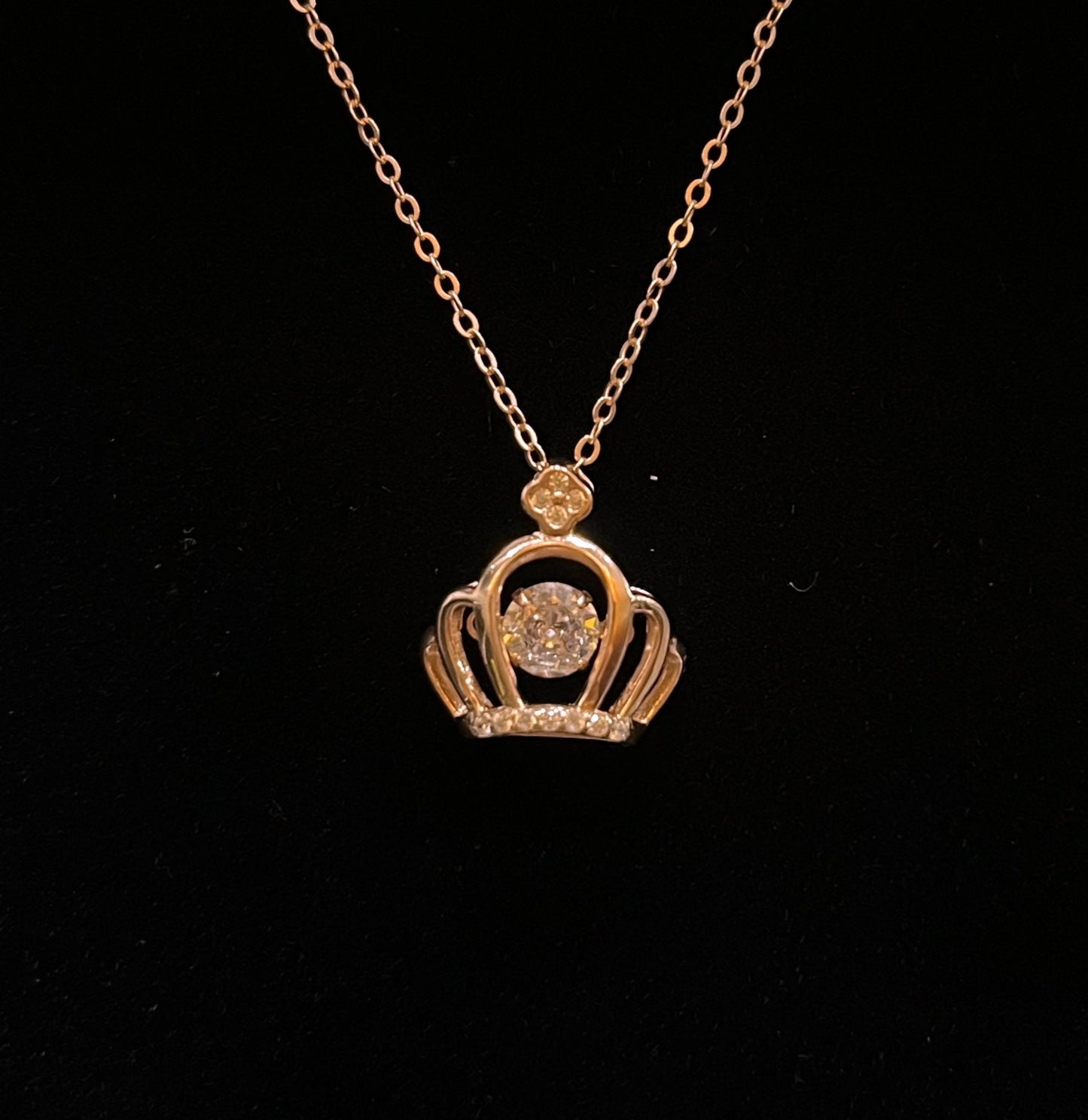 Silver Crown Necklace in Rose Gold Plating