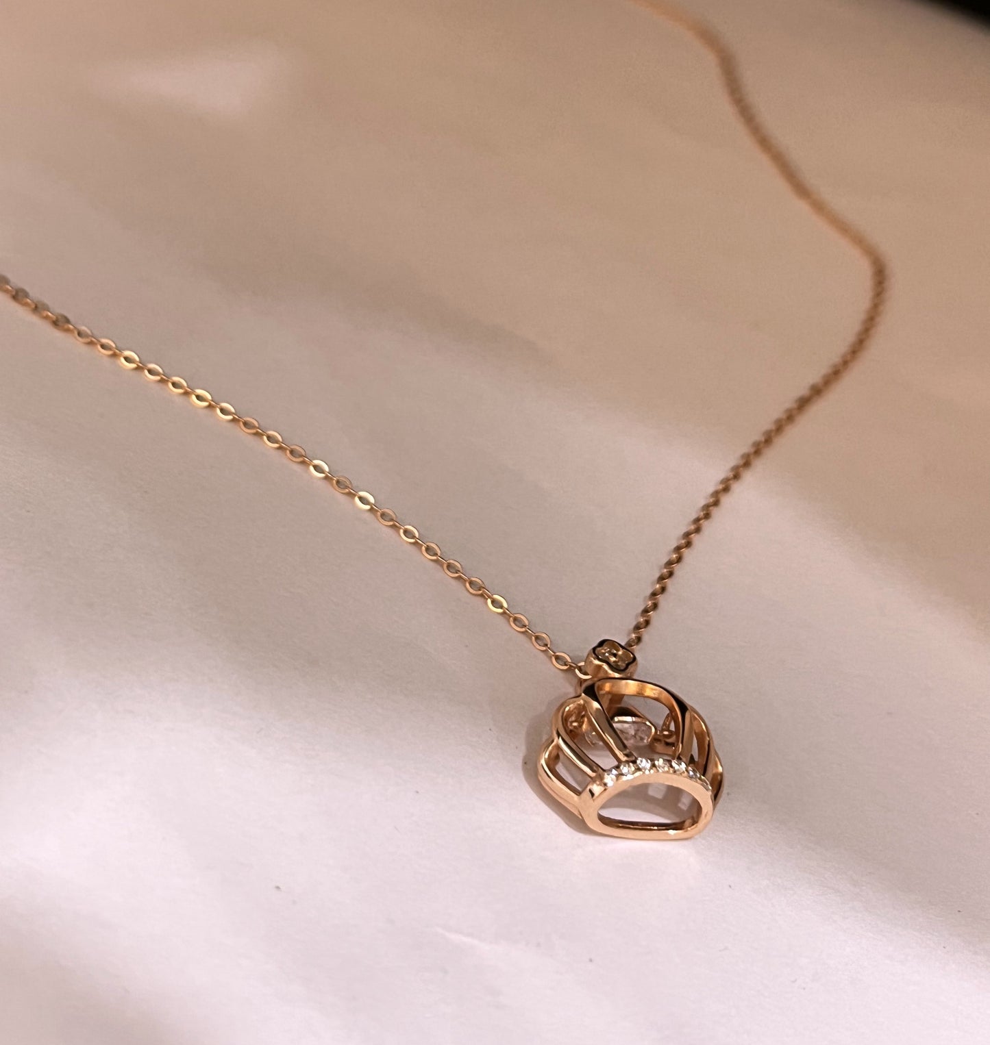 Silver Crown Necklace in Rose Gold Plating