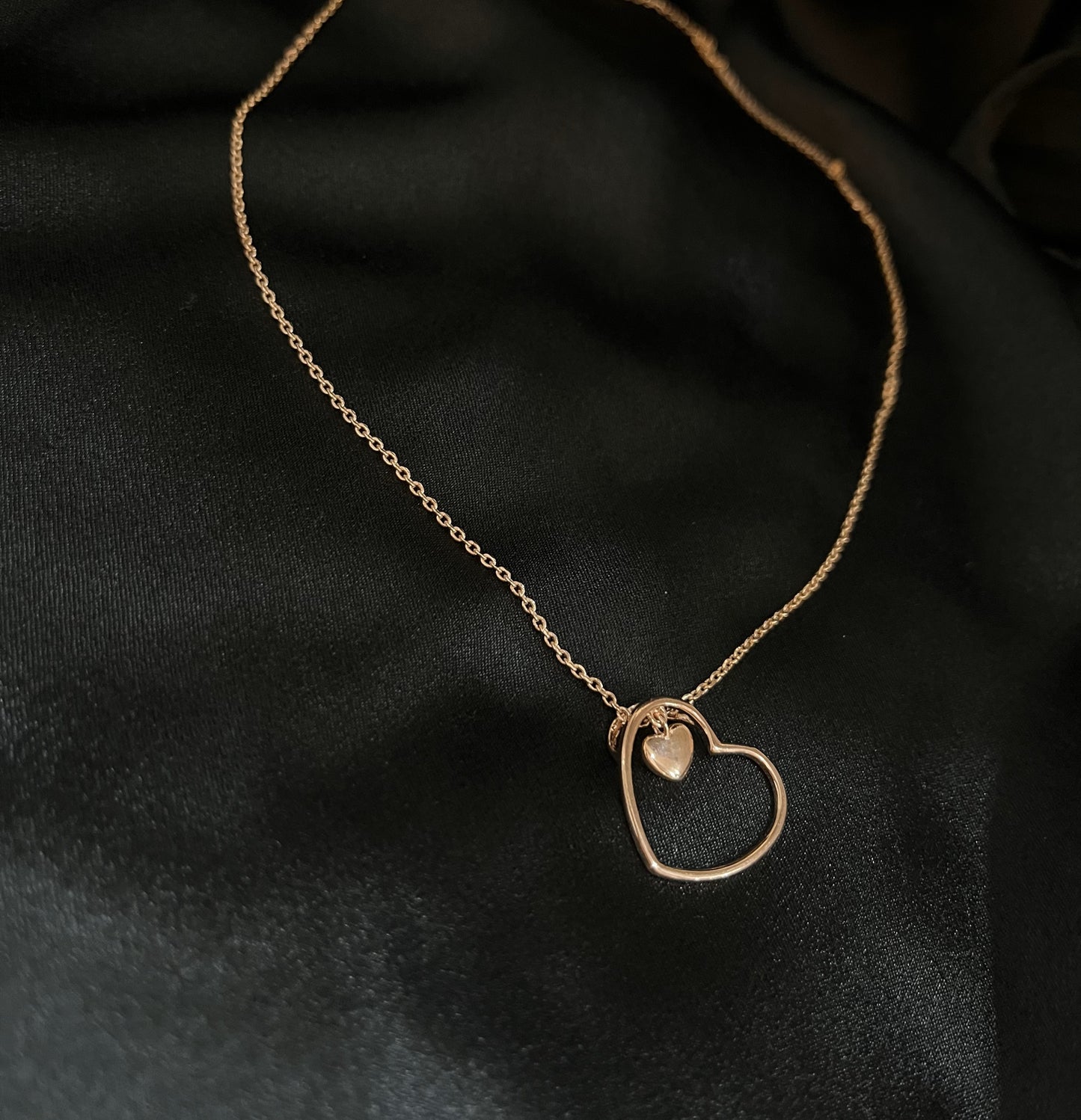 Silver Rose Gold Heart Necklace