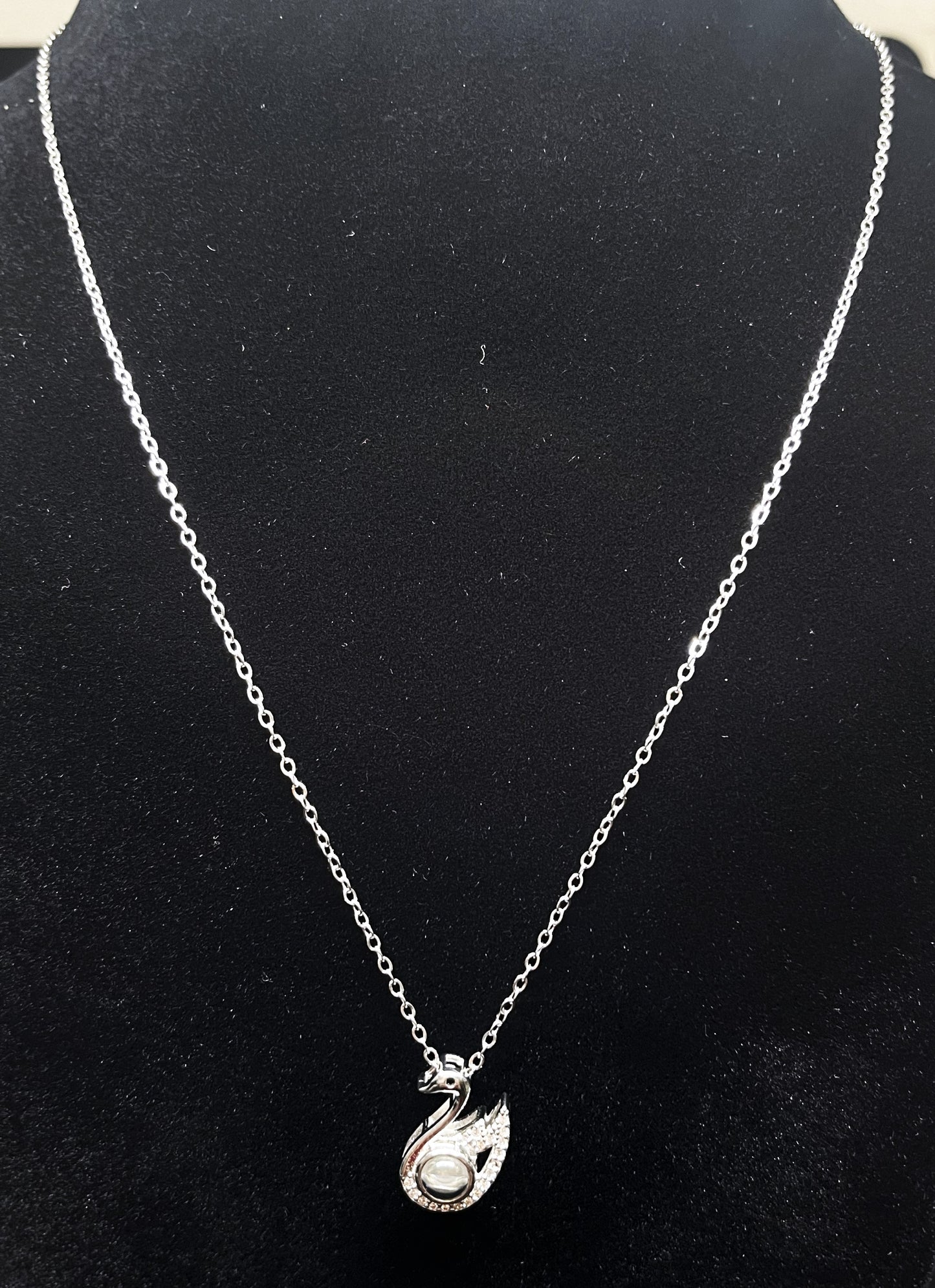 Silver Swan Necklace with High-Quality CZ Stones