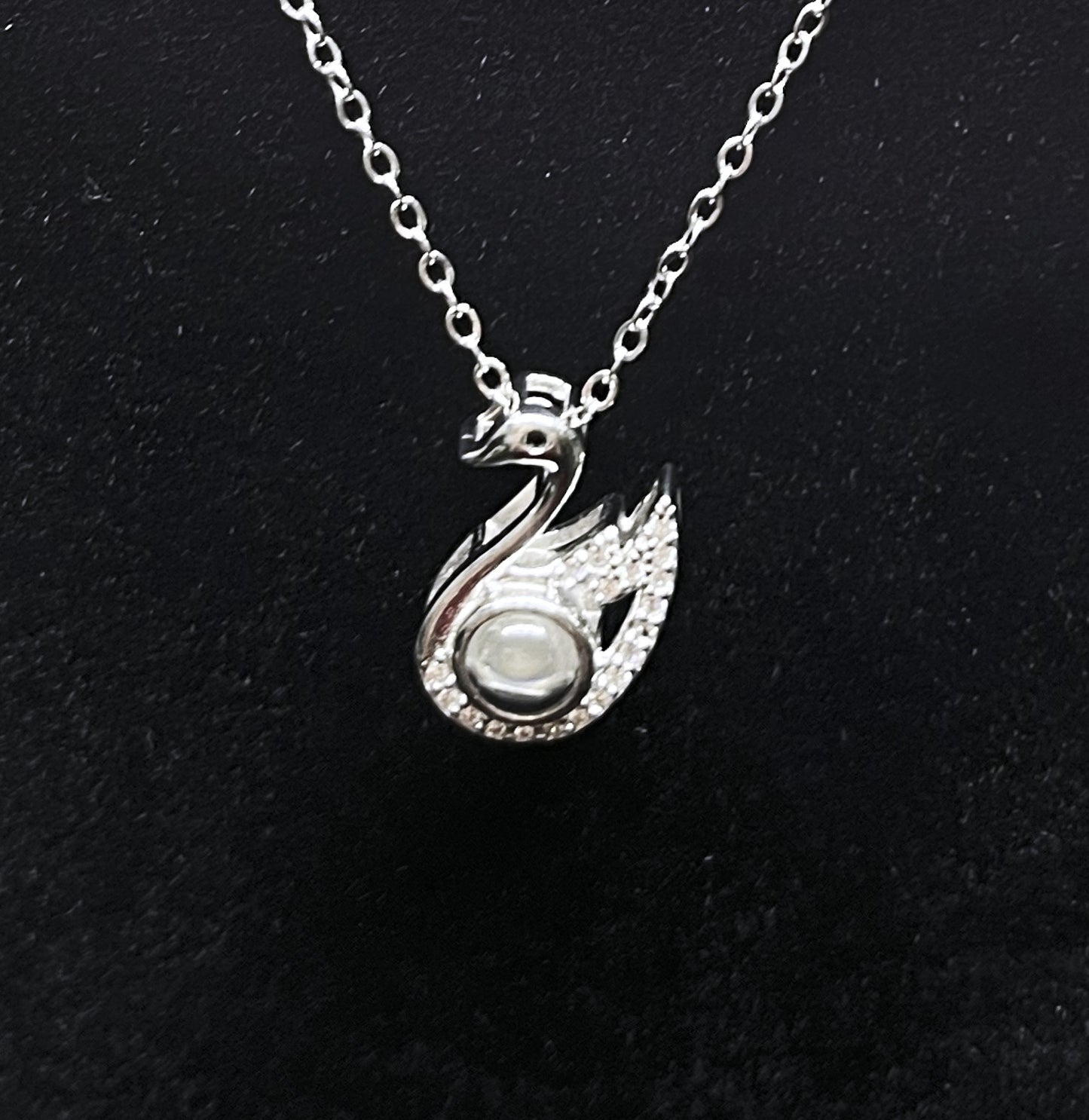 Silver Swan Necklace with High-Quality CZ Stones