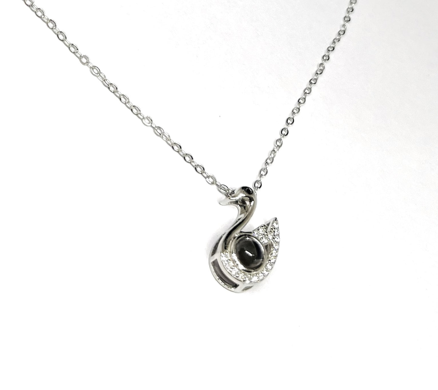 Silver Swan Necklace with High-Quality CZ Stones