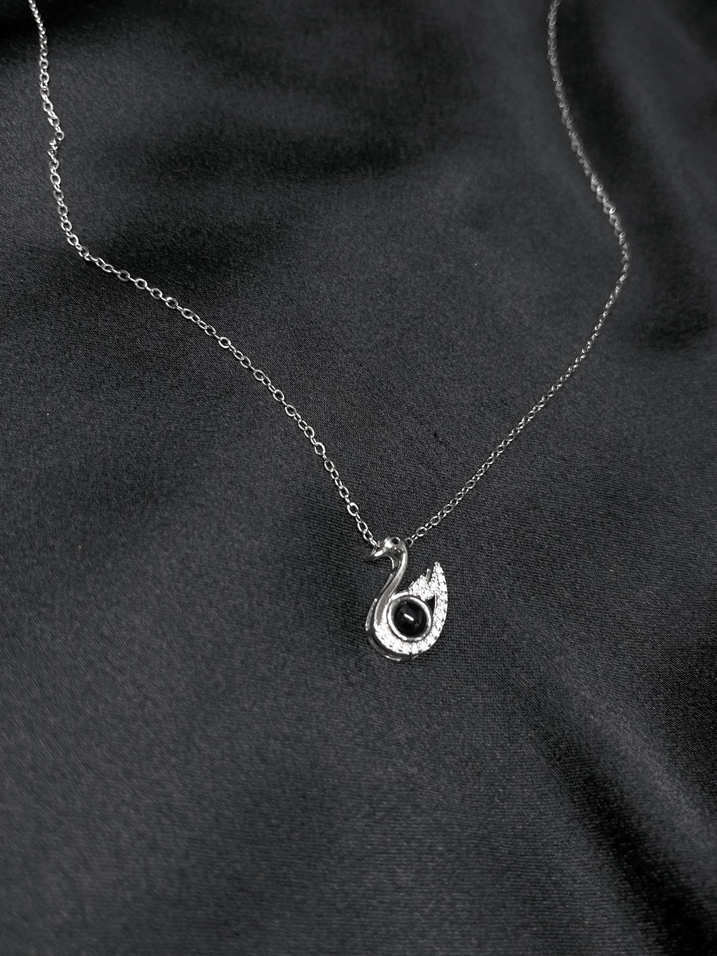 Silver Swan Necklace with High-Quality CZ Stones